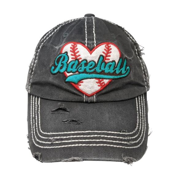 Baseball Strapback Hat Gray One Size Solid KB ETHOS Vintage Distressed - Picture 1 of 9